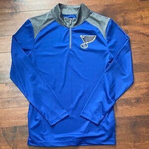 St. Louis Blues Hockey - Blue and Gray Long Sleeve Quarter-Zipwith Logo